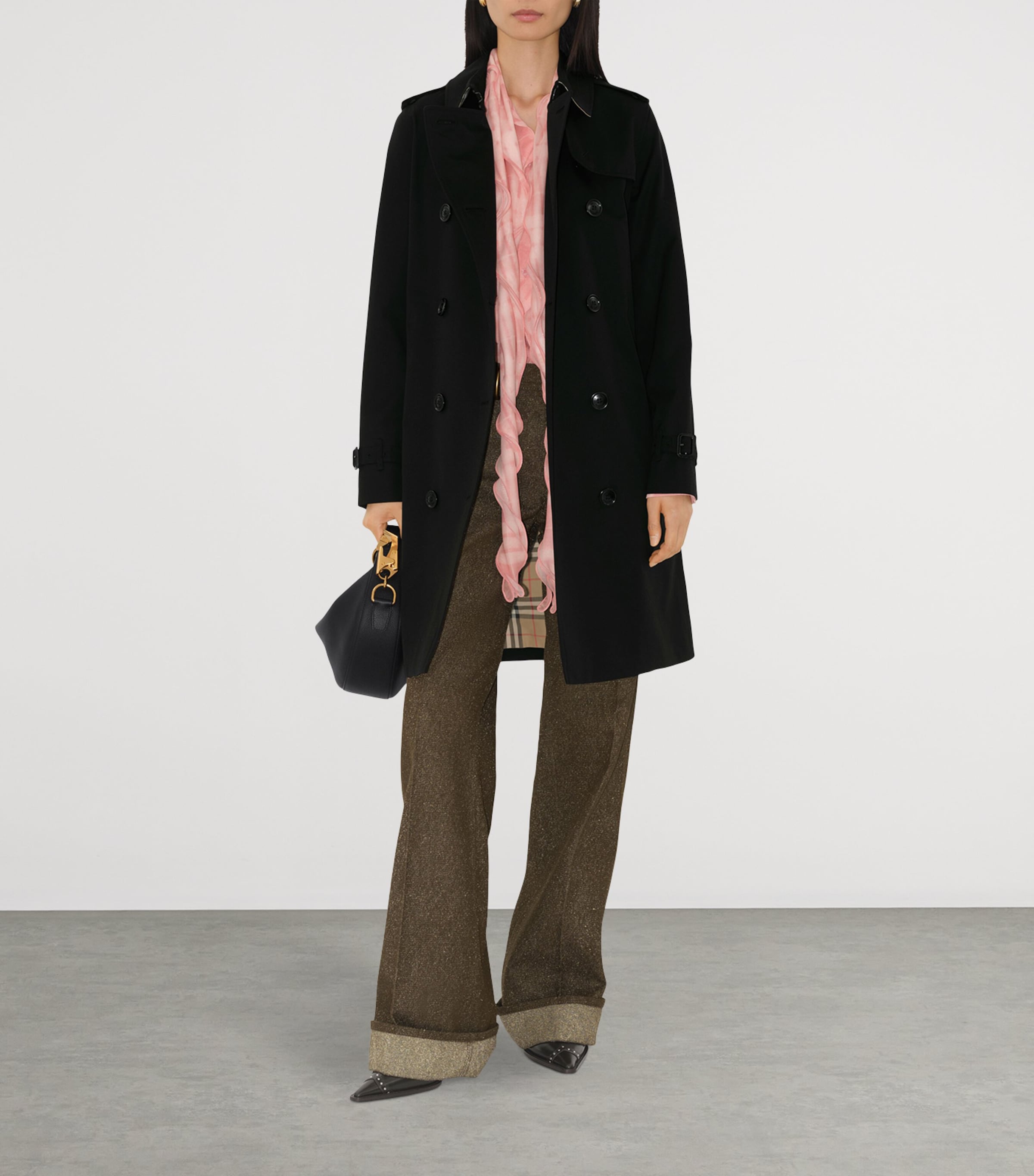 Burberry Gabardine Mid-Length Kensington Heritage Trench Coat