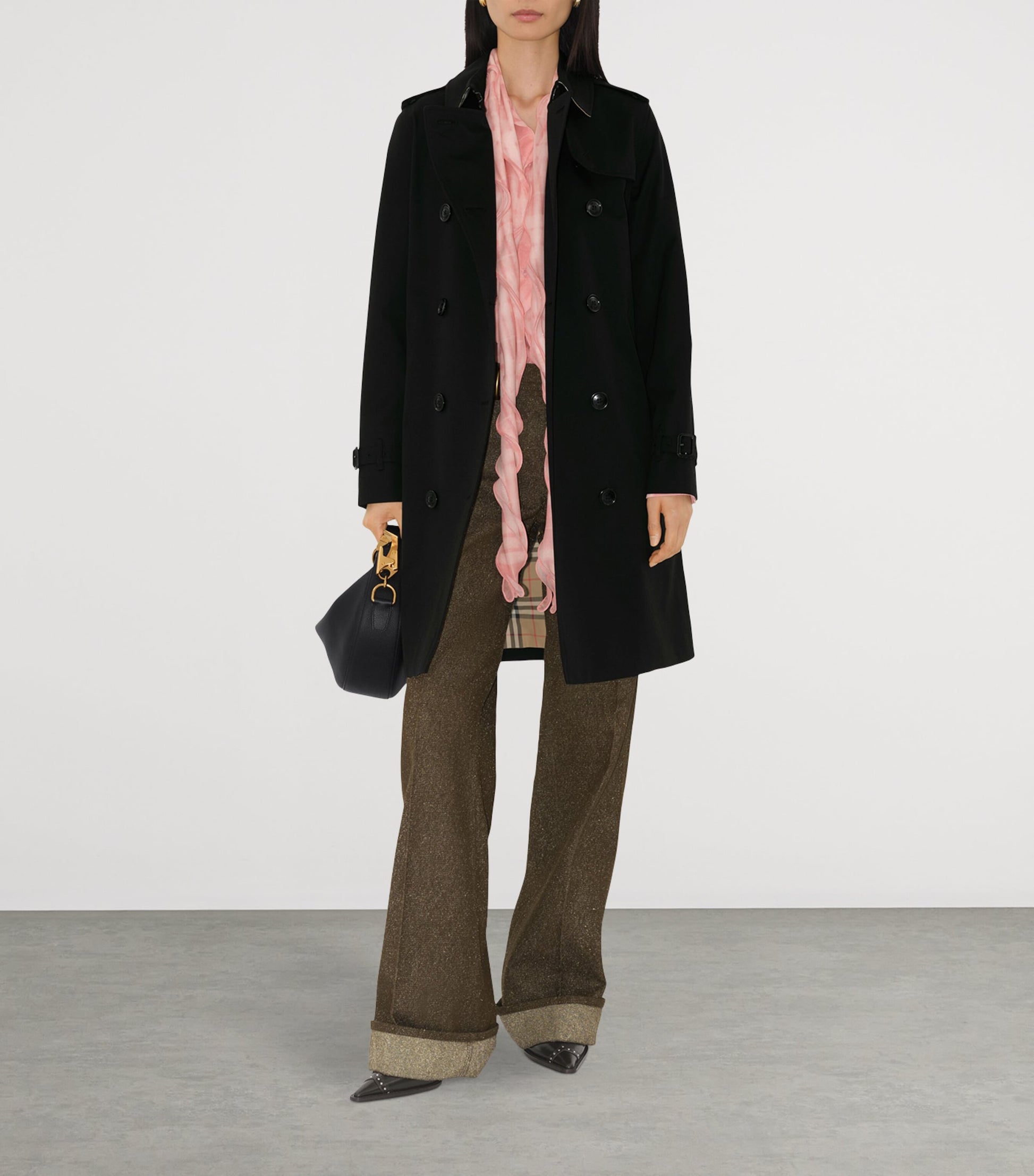 Burberry Gabardine Mid-Length Kensington Heritage Trench Coat