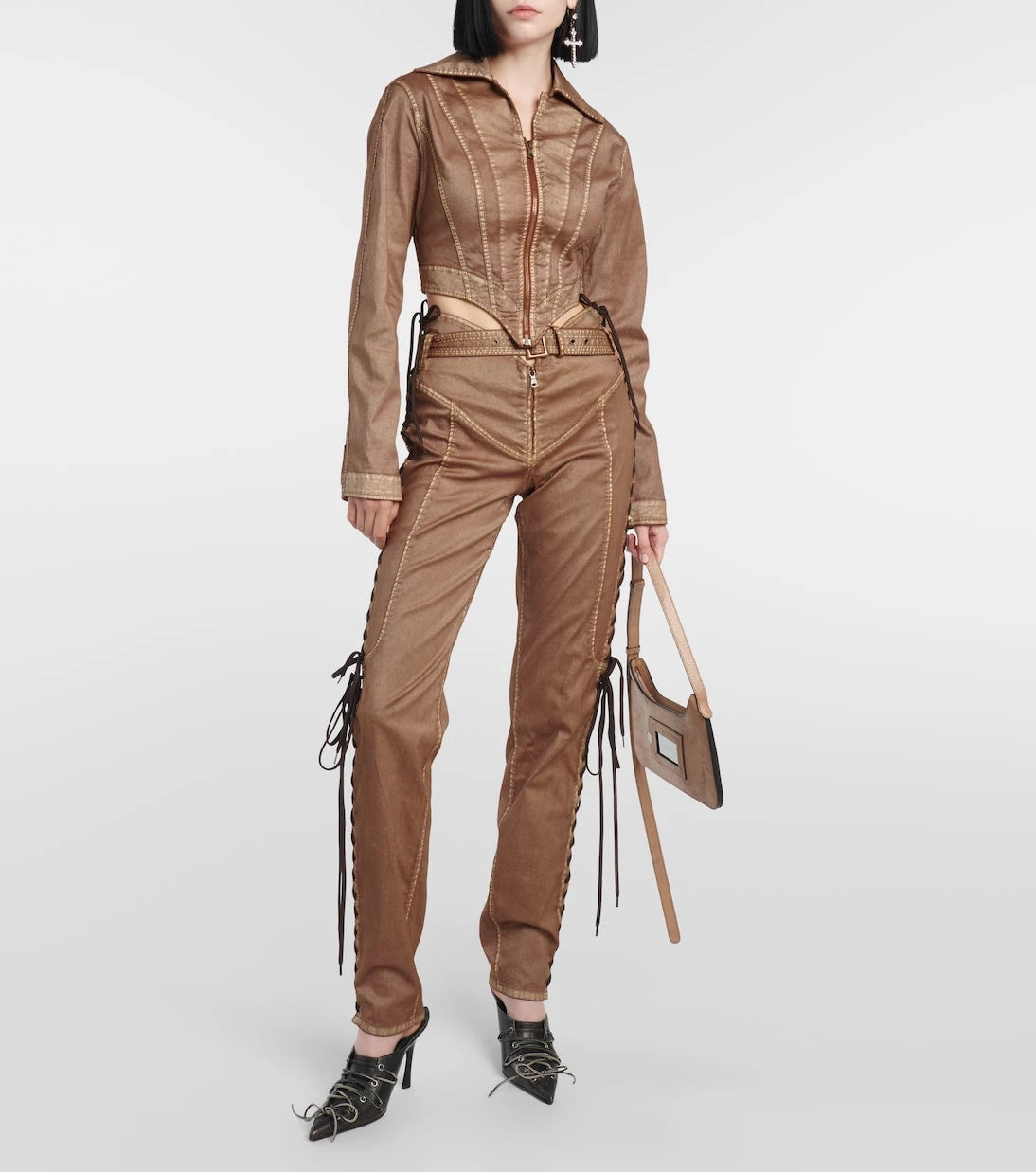 Jean Paul Gaultier - x KNWLS cropped denim corset jacket