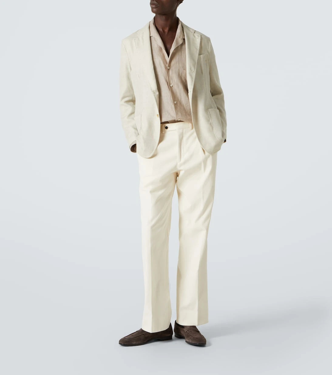 Rubinacci - Herringbone wool, silk, and linen blazer