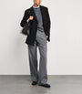 Black Wool-Blend Straight Trousers