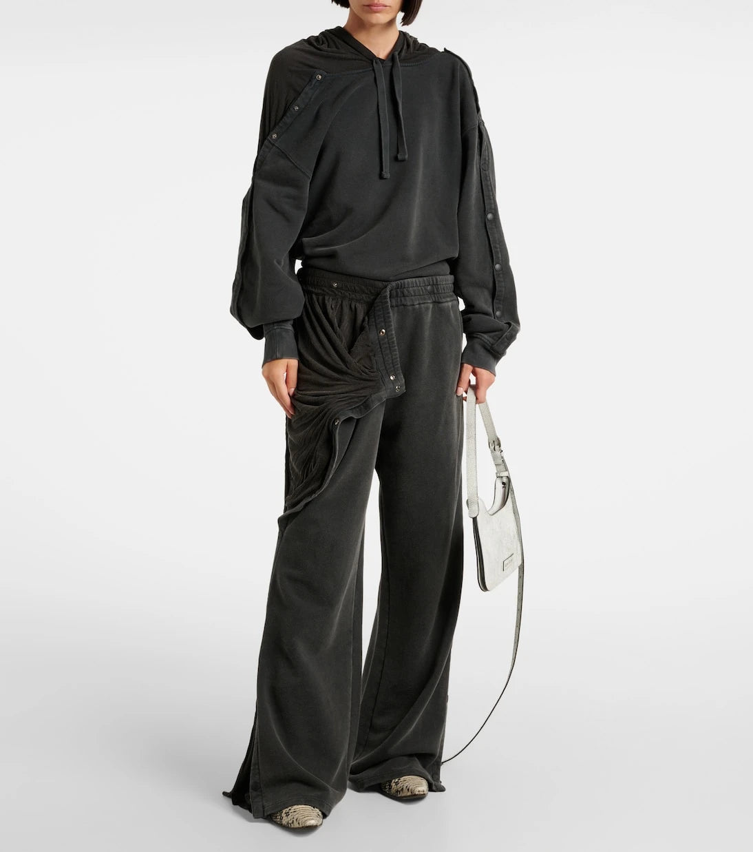 Y/Project - Snap oversized cotton jersey hoodie