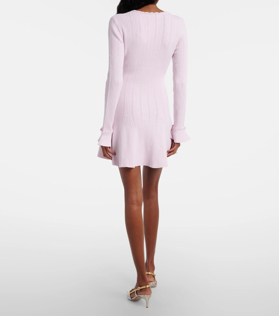 Self-Portrait - Beaded ribbed-knit minidress