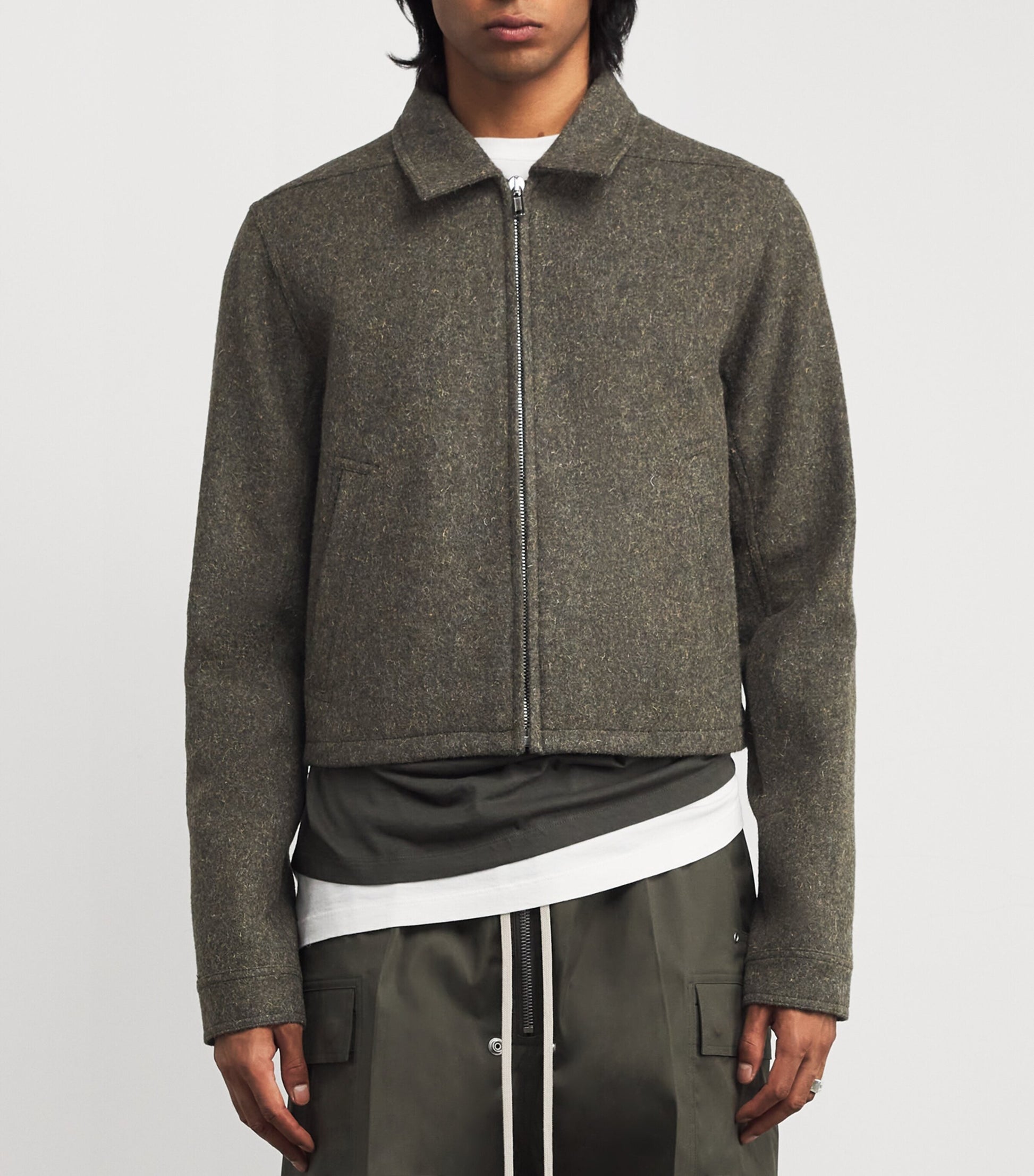 Rick Owens Green Wool Felt Alice Brad Jacket