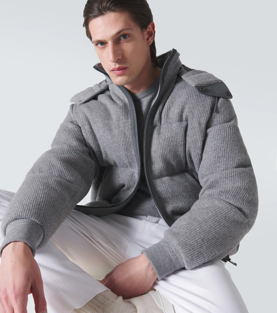 Zegna - Ribbed-knit cashmere-blend down jacket