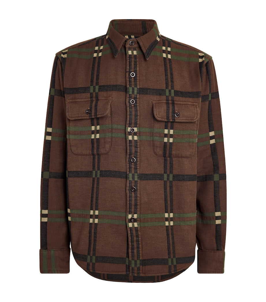 Green Cotton Flannel Utility Shirt