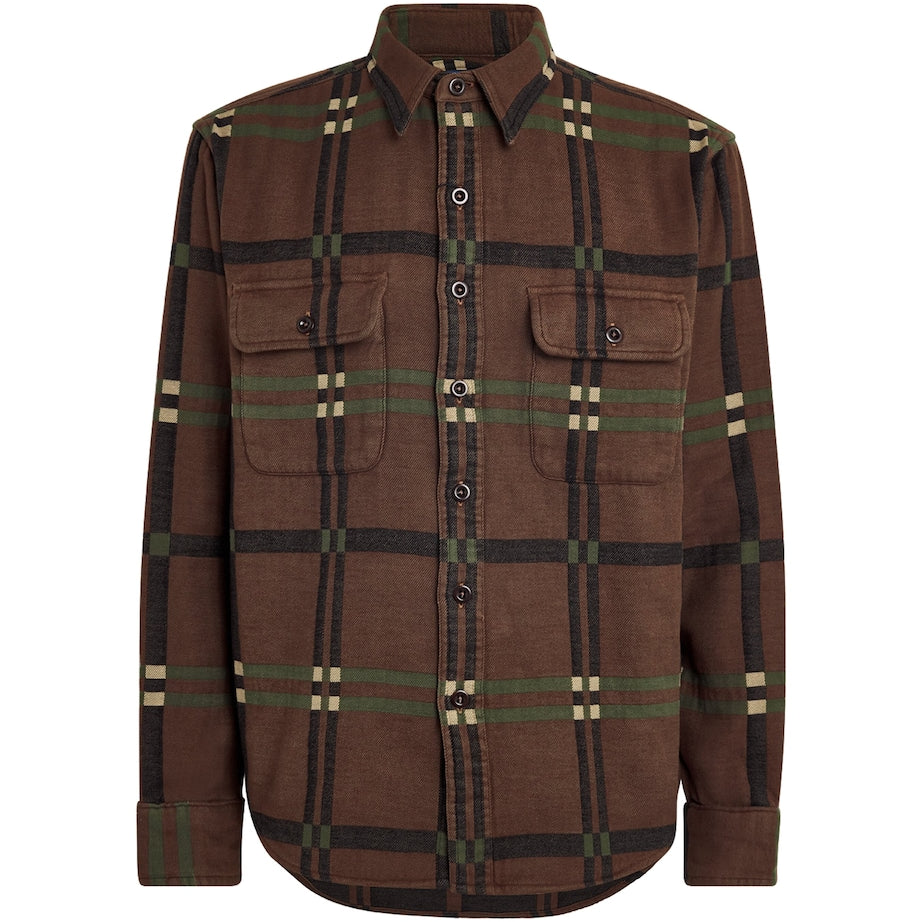 Green Cotton Flannel Utility Shirt