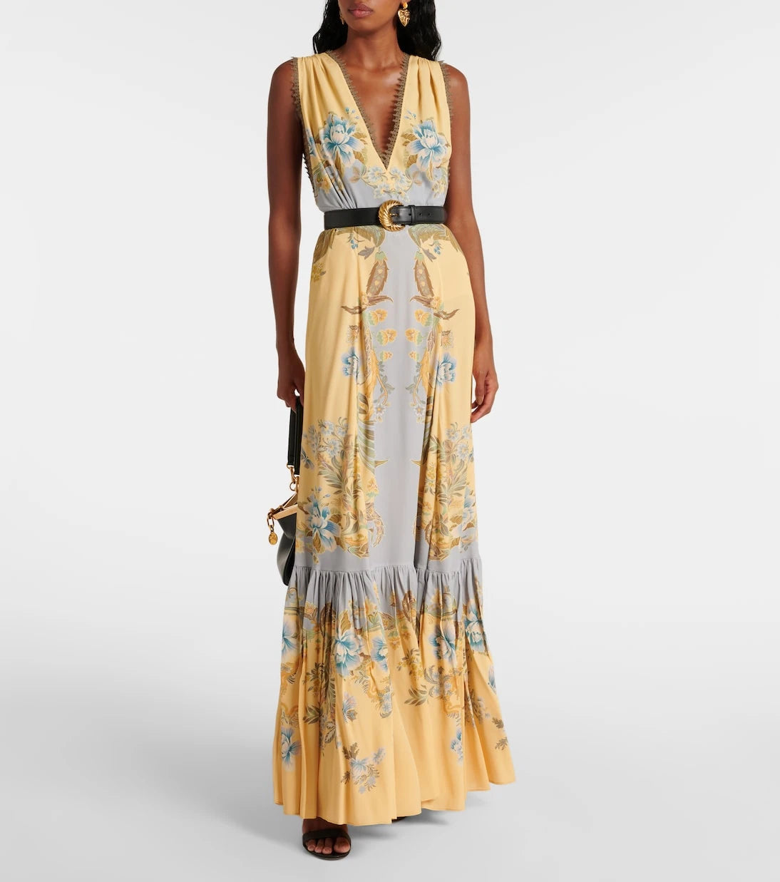 Etro - Floral crêpe de chine maxi dress