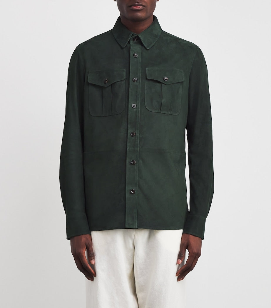 Suede Barron Overshirt EQUINE GREEN