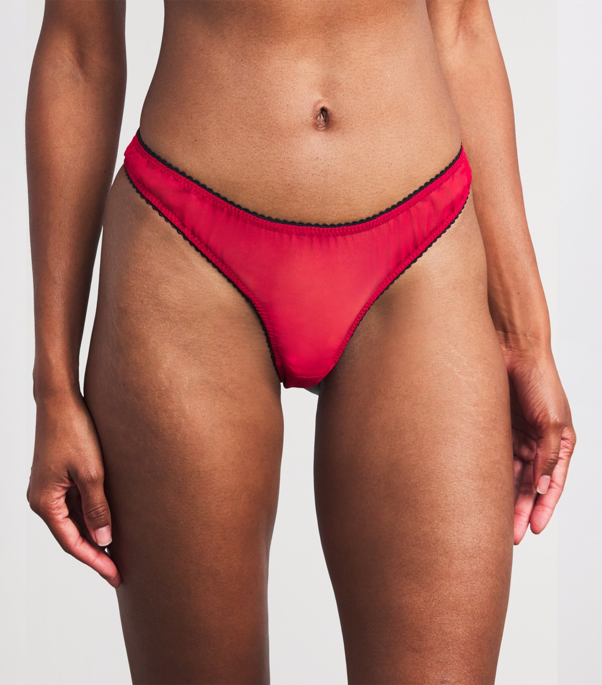 Gilda & Pearl Red Silk Pom-Pom Brief Encounter Thong