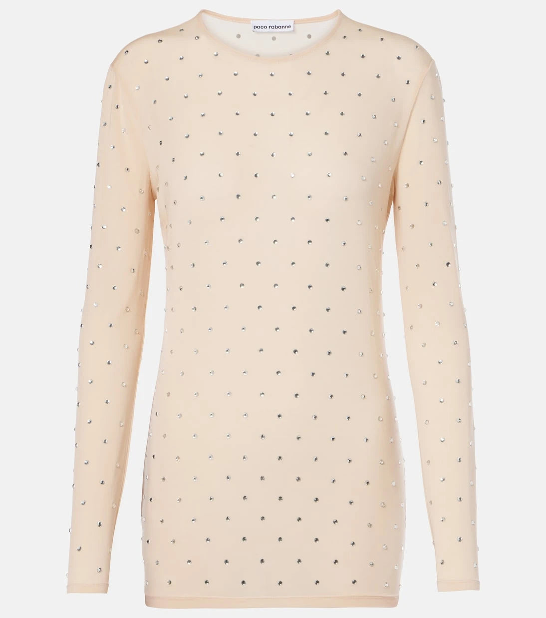 Rabanne - Crystal-embellished semi-sheer top