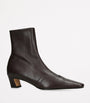 Khaite Brown Leather Nevada Ankle Boots 40