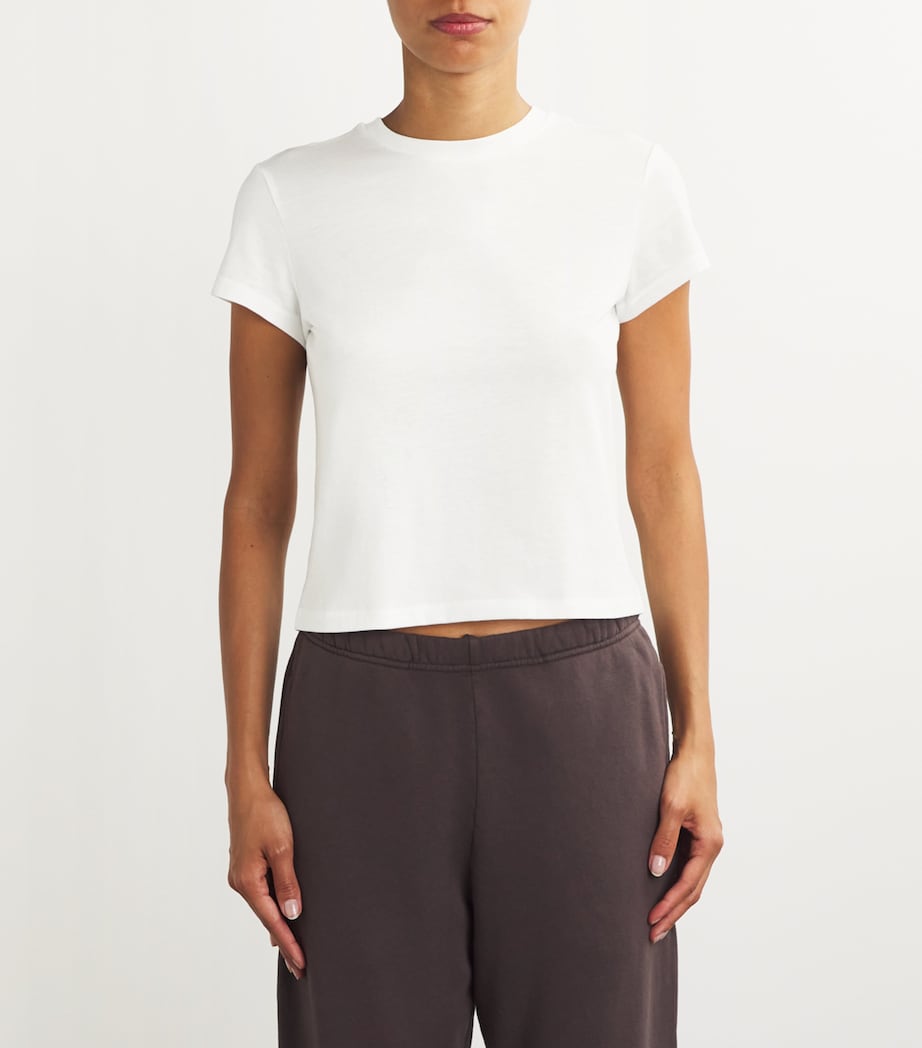 Skims White Cotton-Blend Shrunken T-Shirt