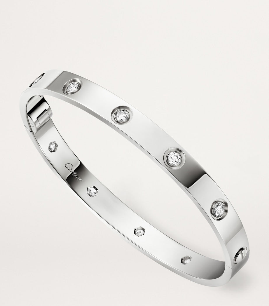 White Gold and Diamond LOVE Bangle