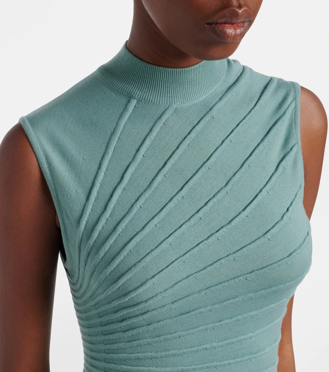 Alaïa - Ray asymmetric virgin wool midi dress