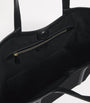Large Canvas-Leather Embossed Tote Bag BLACK