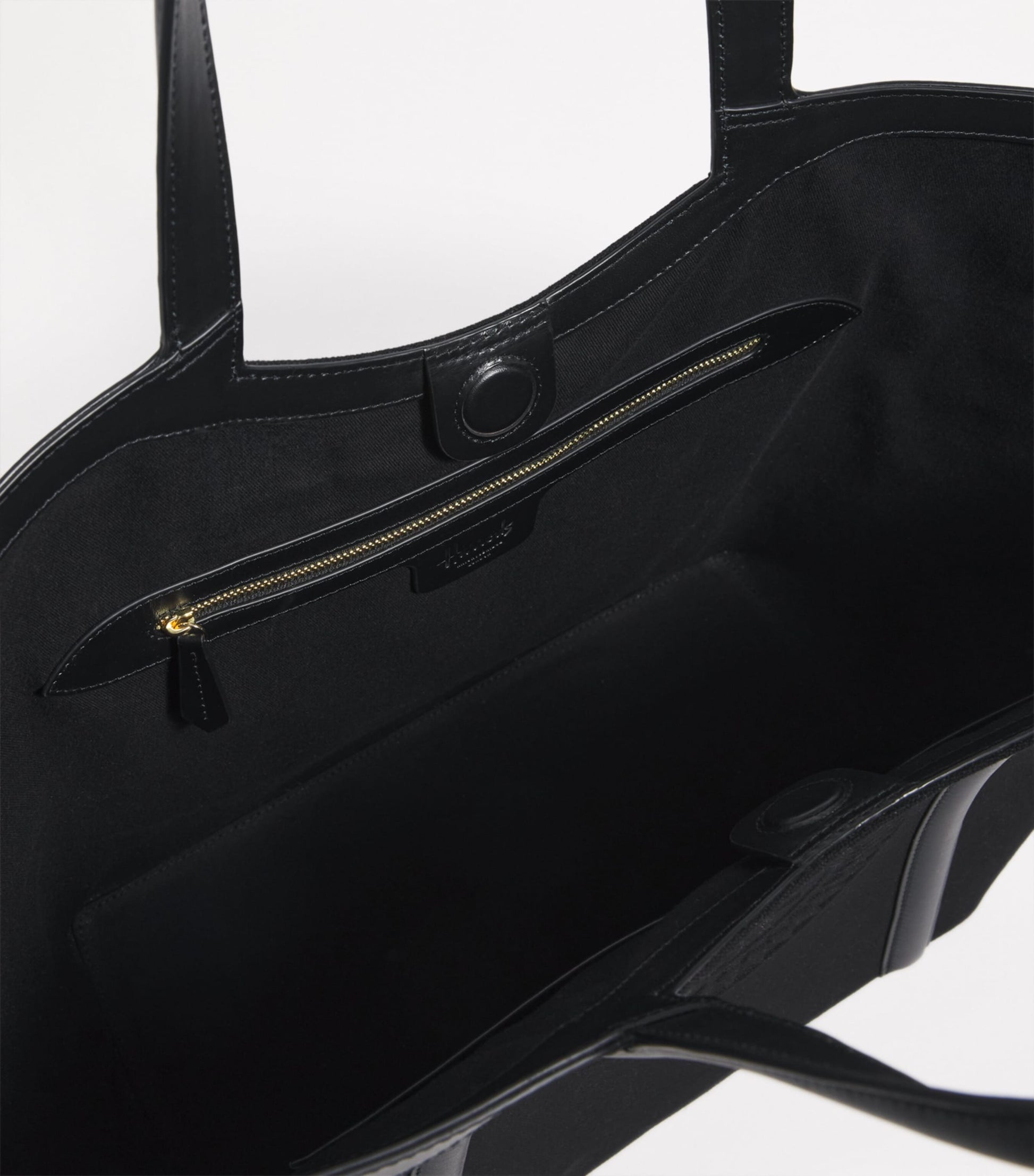 Large Canvas-Leather Embossed Tote Bag BLACK