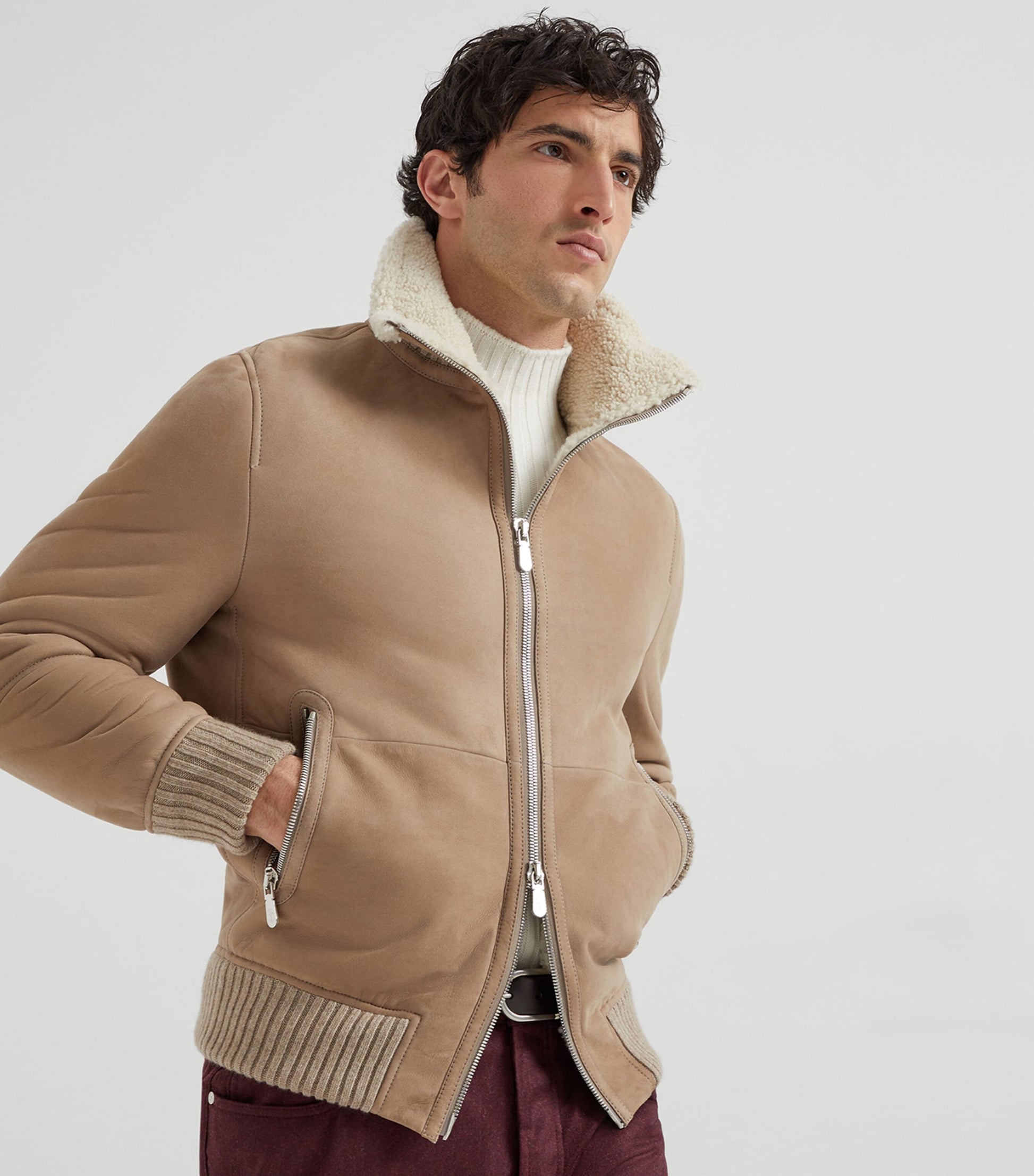 Cashmere-Trim Shearling Jacket