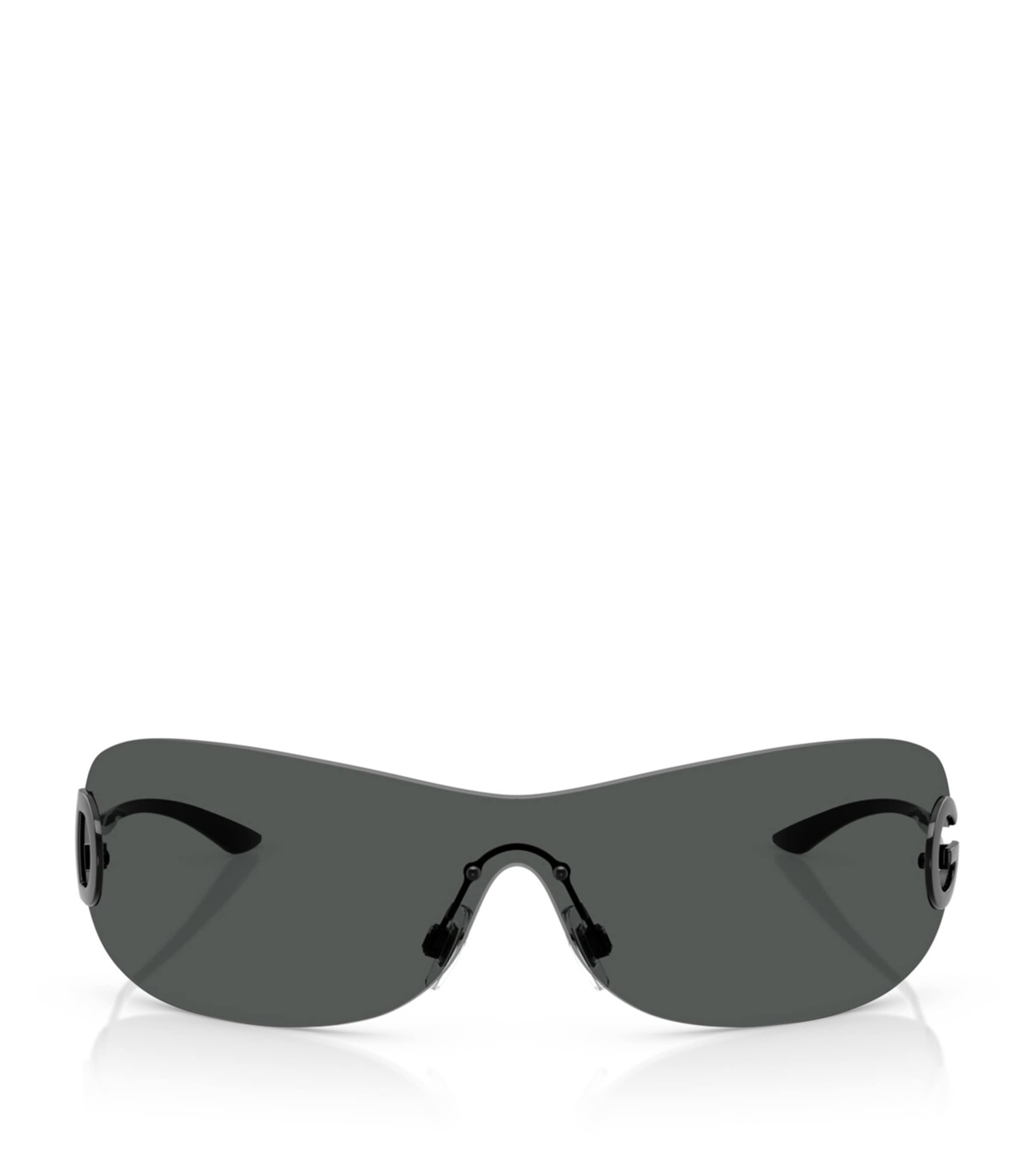 Dolce & Gabbana Black Metal Shield Sunglasses