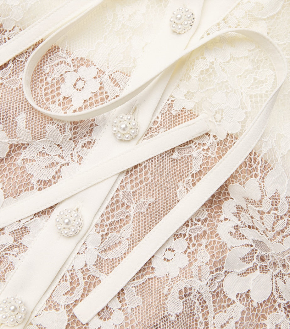 Self-Portrait White Lace Belted Maxi Dress