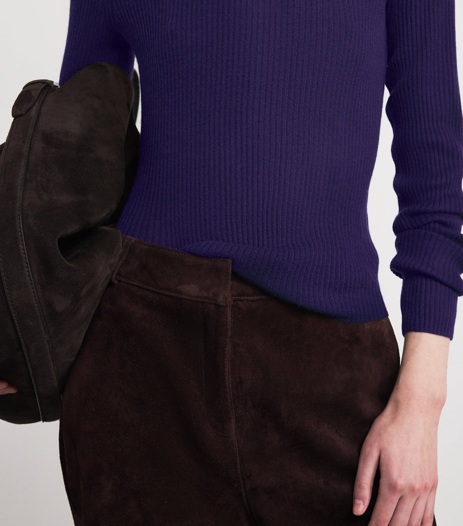 Vince Purple Ribbed Henley Top