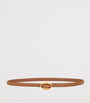 Saint Laurent Red Leather Oval Buckle Belt