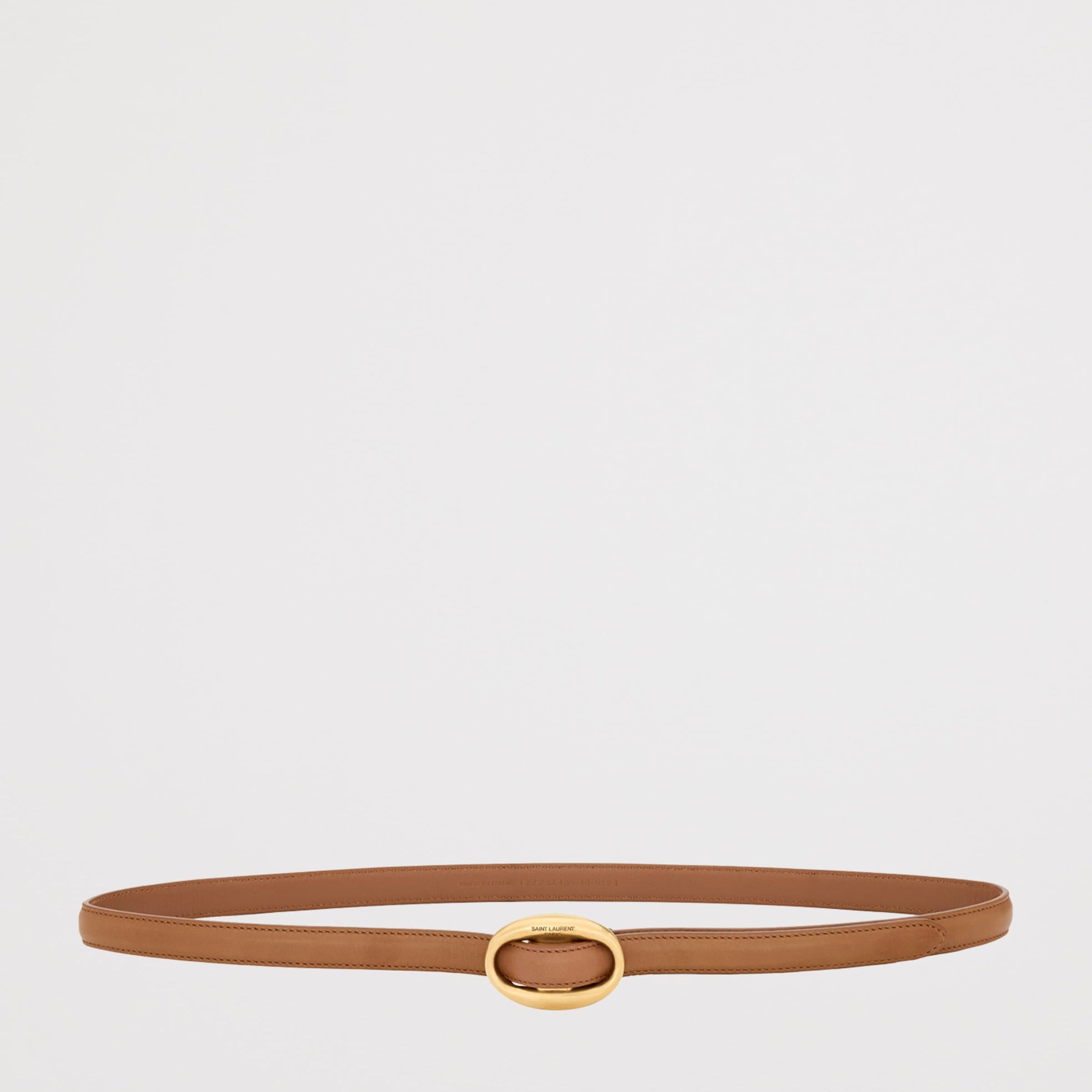 Saint Laurent Red Leather Oval Buckle Belt