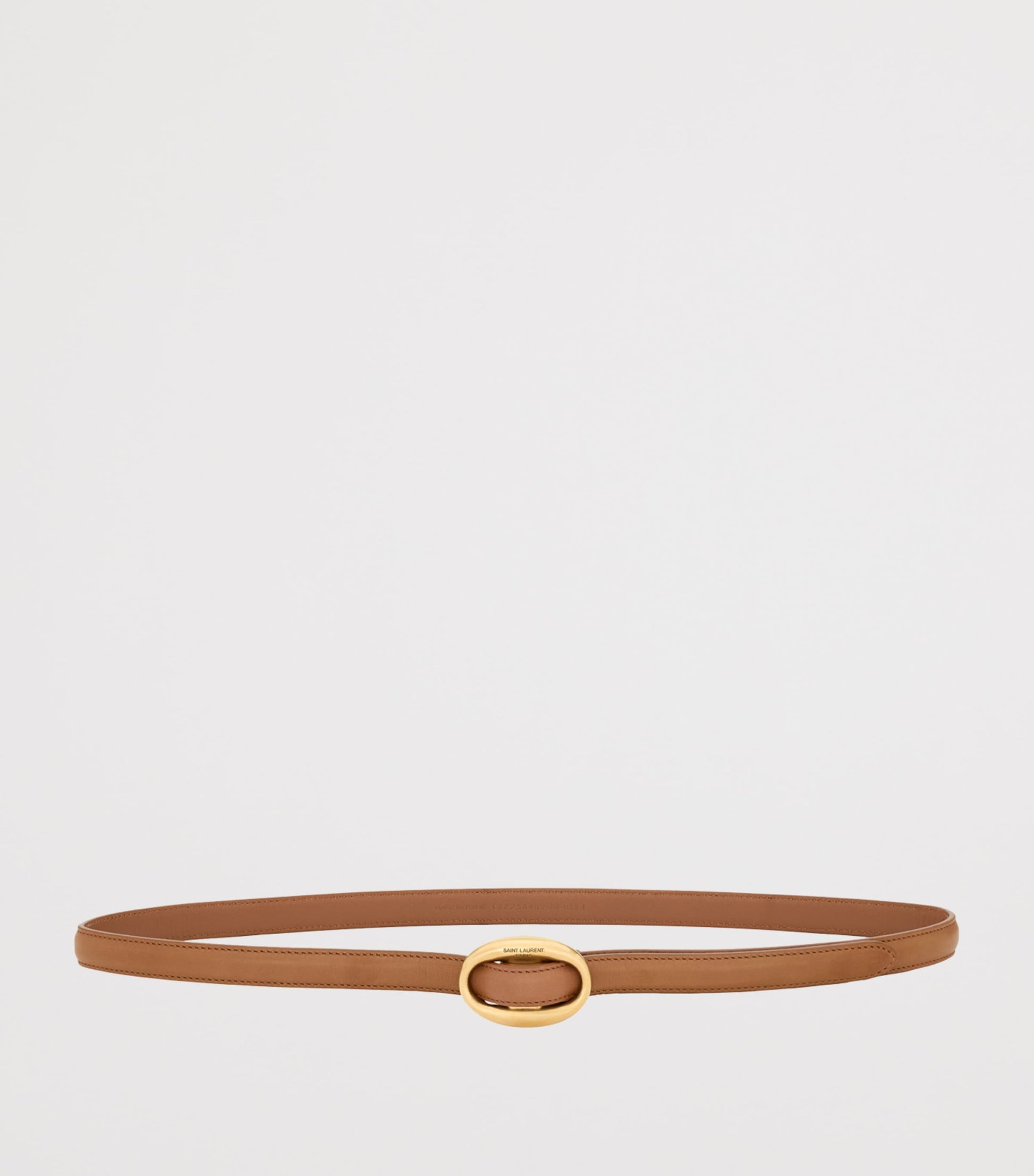 Saint Laurent Red Leather Oval Buckle Belt