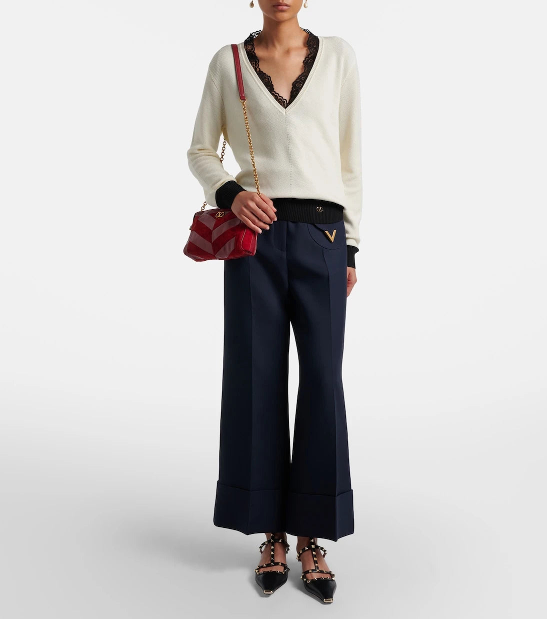 Valentino - VGold Crepe Couture wide-leg pants