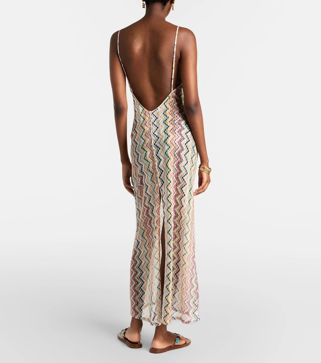 Missoni - فستان ماكسي لاميه بتصميم متعرج
