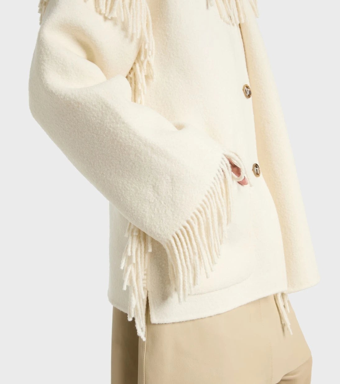 Toteme - Fringed wool-blend scarf jacket
