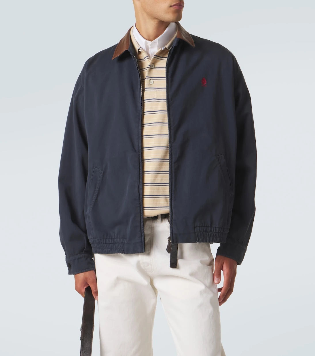 Prada - Leather-trimmed cotton canvas blouson jacket