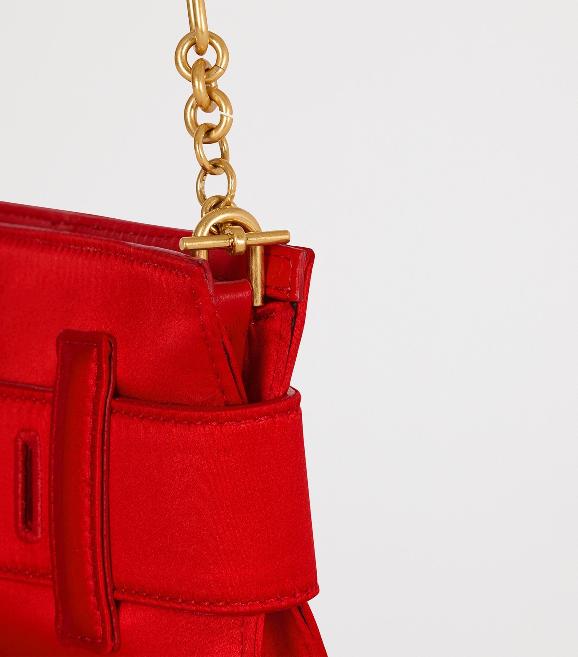 Balmain Red Satin Anthem Clutch Bag