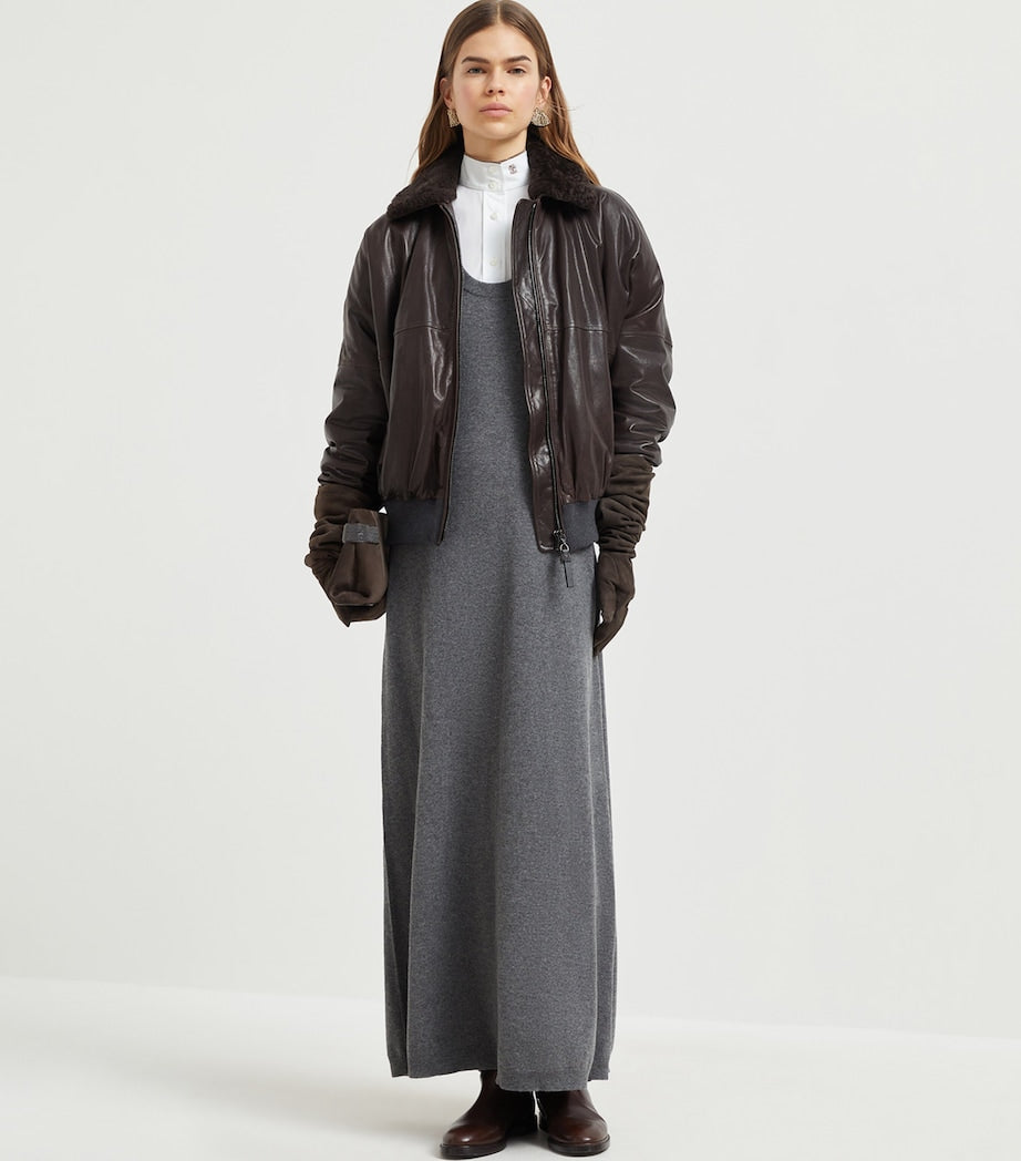 Brunello Cucinelli Grey Cashmere Maxi Dress