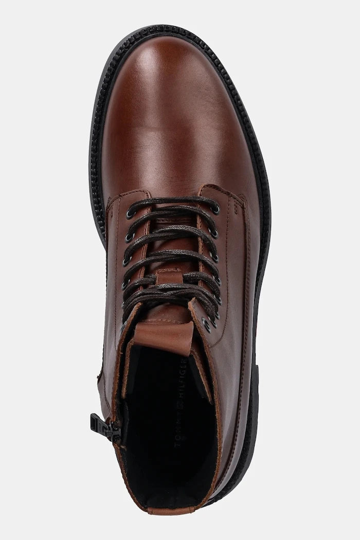 Кожени боти Tommy Hilfiger HILFIGER COMFORT LWT LTH BOOT