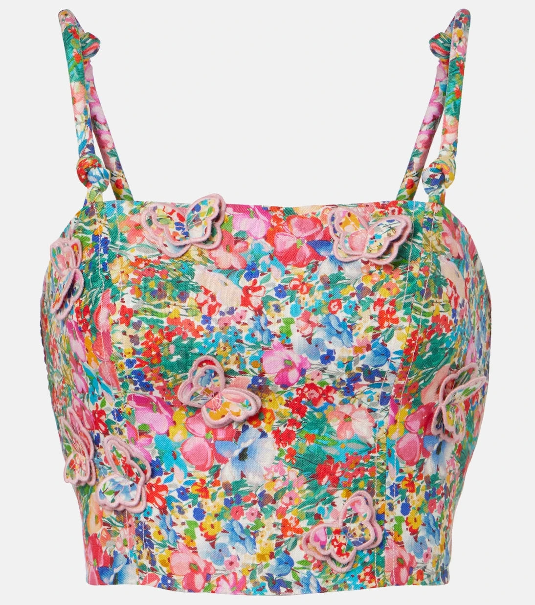 Farm Rio - Appliqué floral linen top