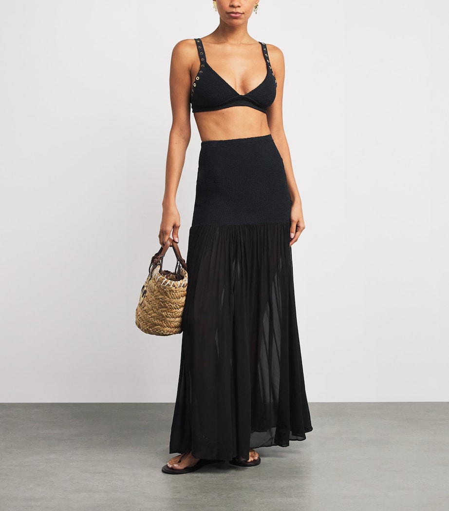 Hunza G Black Hybrid Maxi Skirt