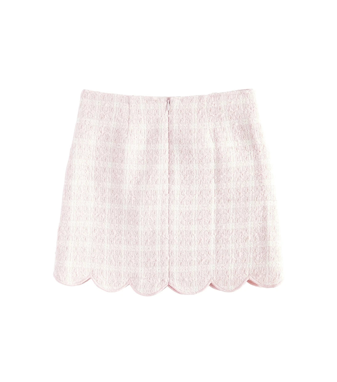 Self-Portrait Kids - Scalloped checked bouclé skirt