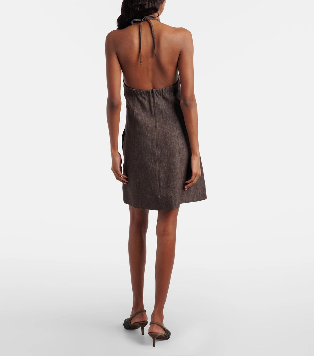 Brunello Cucinelli - Halterneck open-back cotton minidress
