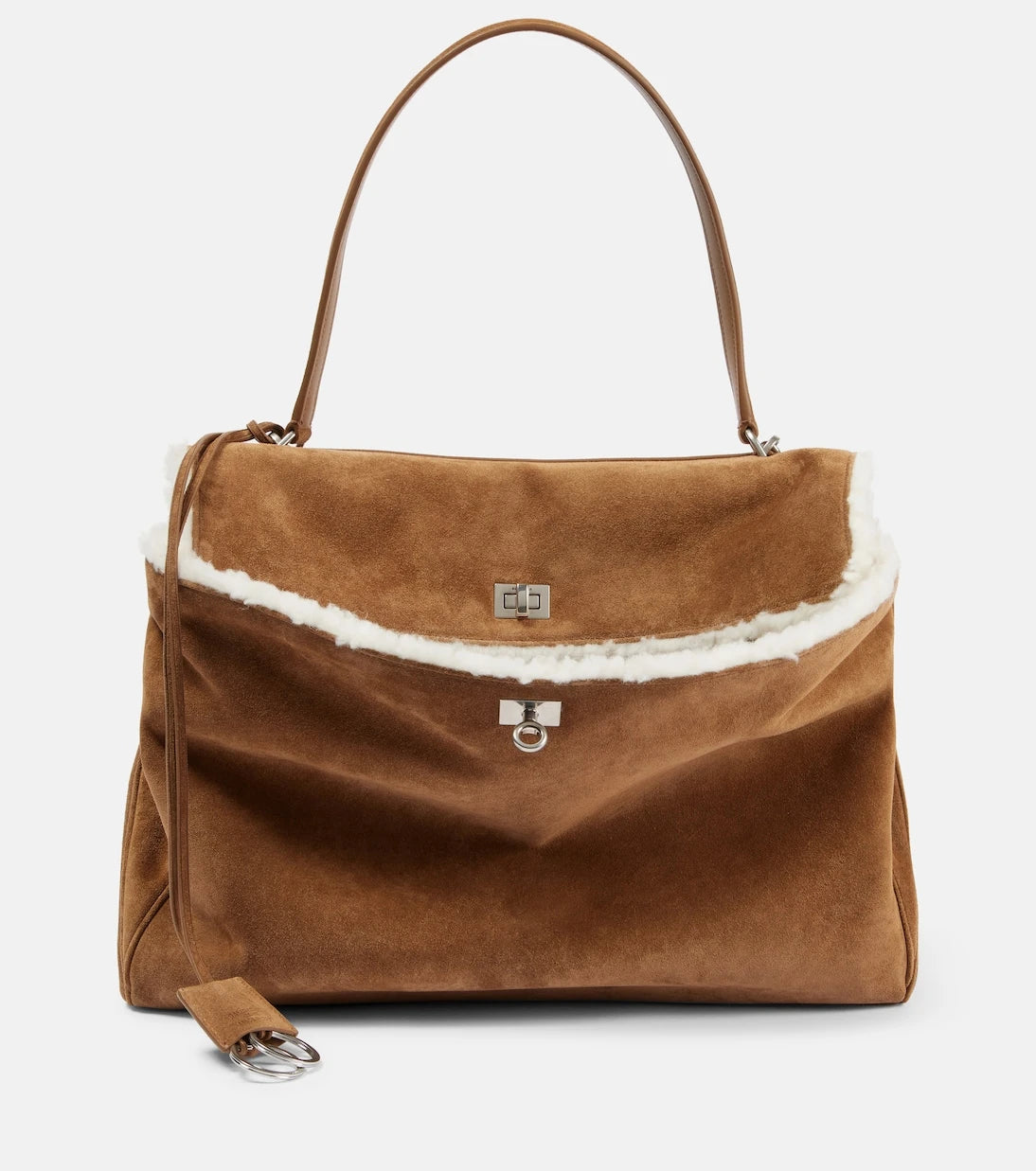 Balenciaga - Rodeo Large shearling-lined suede shoulder bag