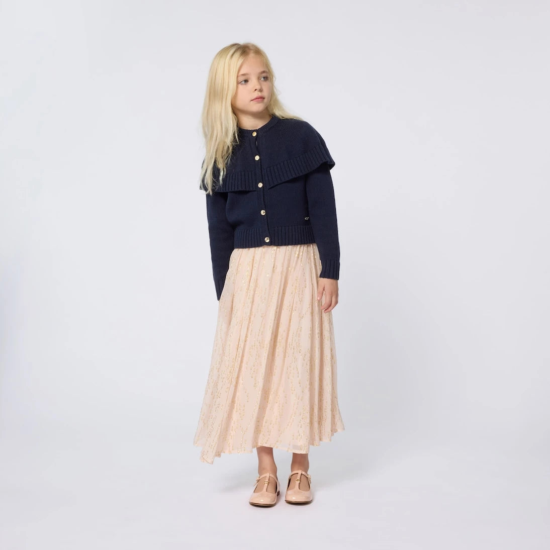 Chloé Kids - Caped cotton and wool cardigan
