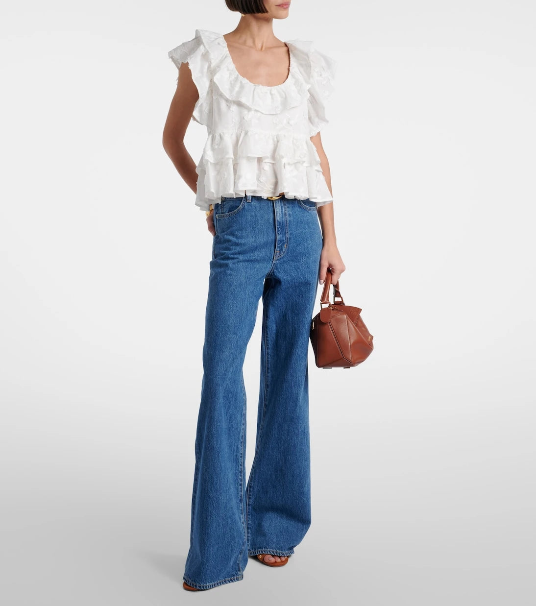 Dorothee Schumacher - Slees embroidered ruffled cotton top