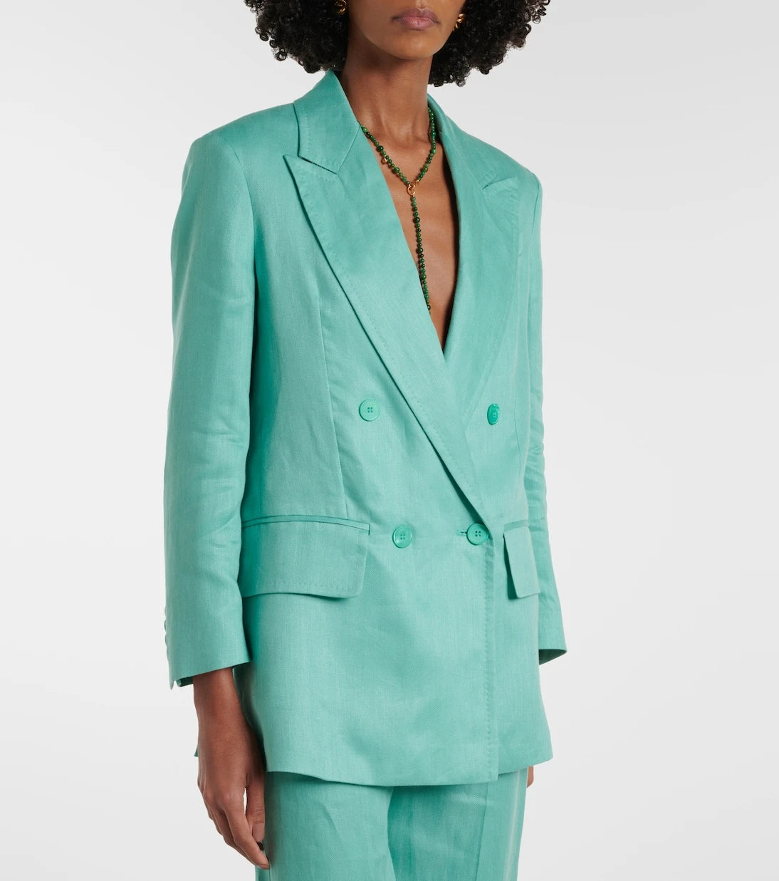 Max Mara - Olimpia double-breasted herringbone linen blazer