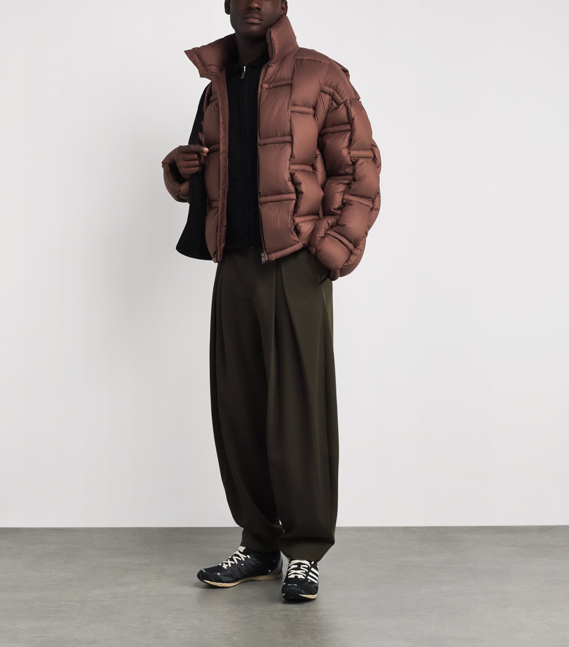 Raxxy Brown 3D Down-Filled Angular Puffer Jacket