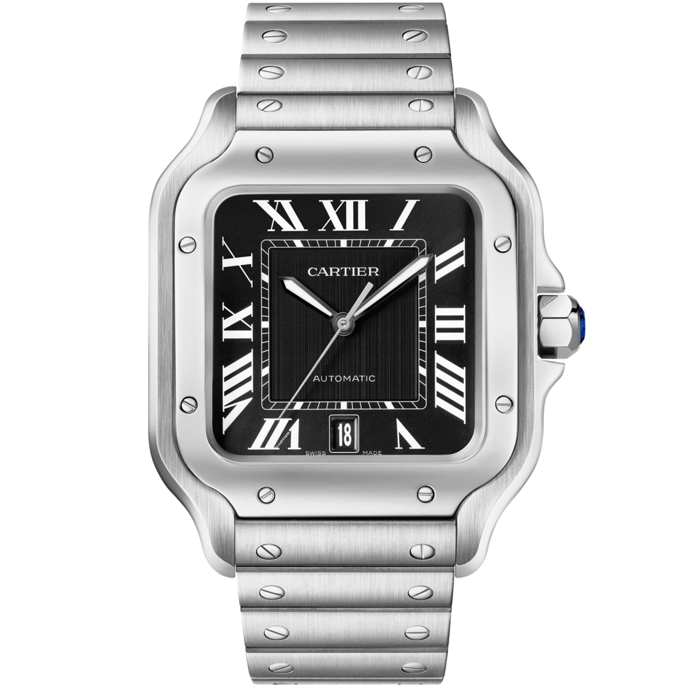 Large Stainless Steel Santos de Cartier Watch 39.8mm