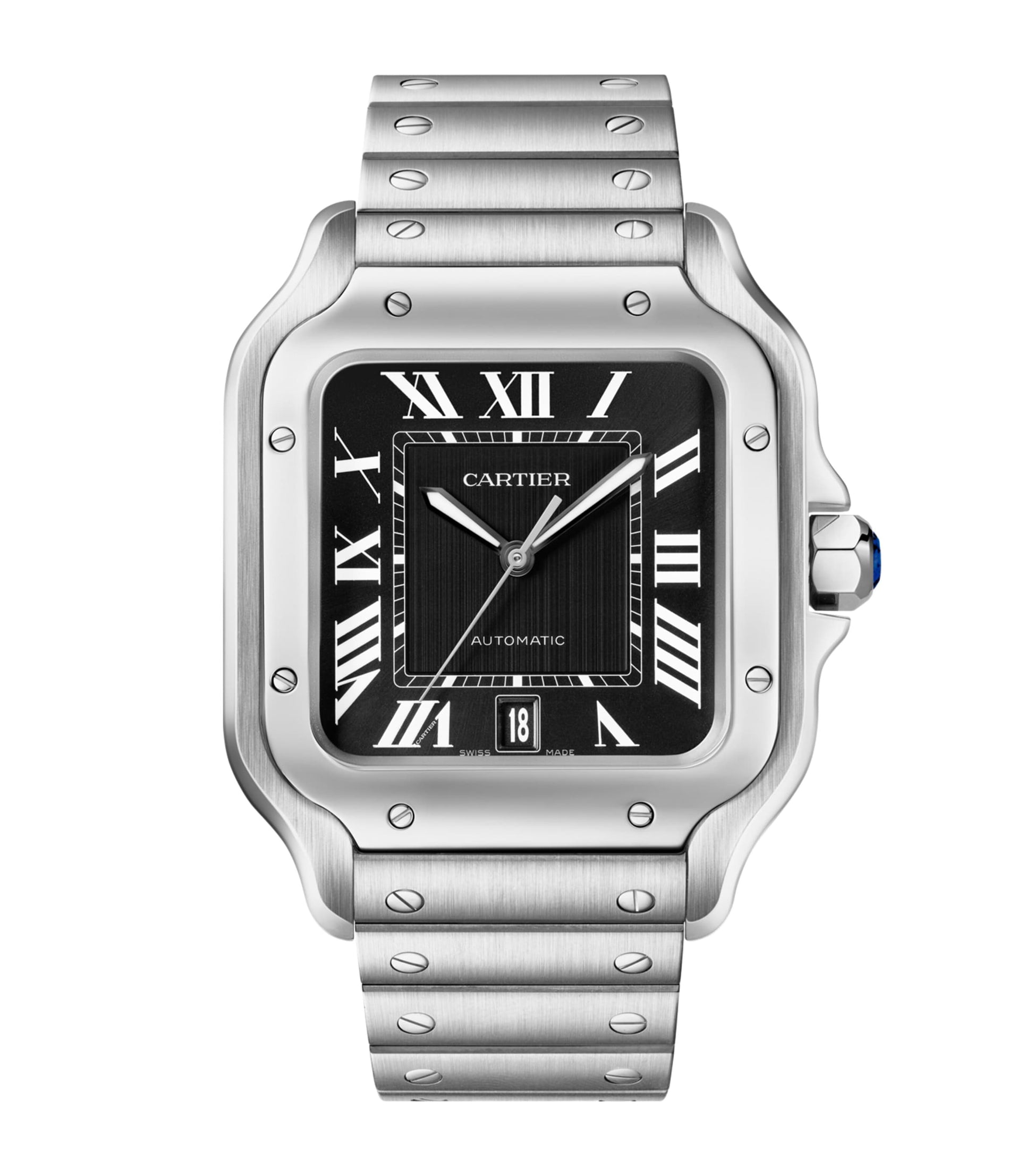 Large Stainless Steel Santos de Cartier Watch 39.8mm