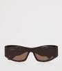 Balenciaga Brown Tortoiseshell BB0395S Rectangular Sunglasses