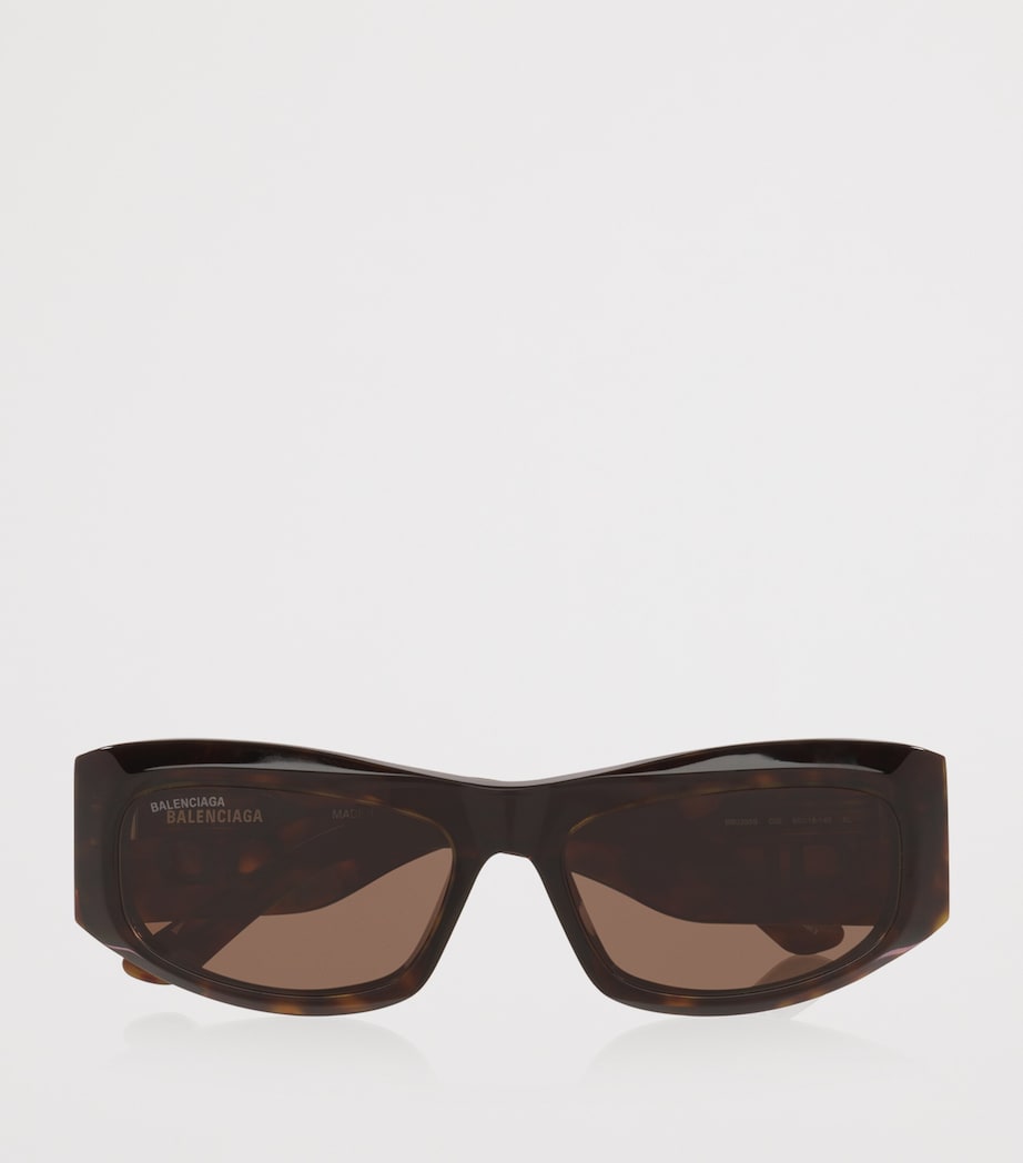 Balenciaga Brown Tortoiseshell BB0395S Rectangular Sunglasses
