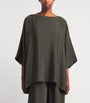 Green Silk Boat-Neck Tunic