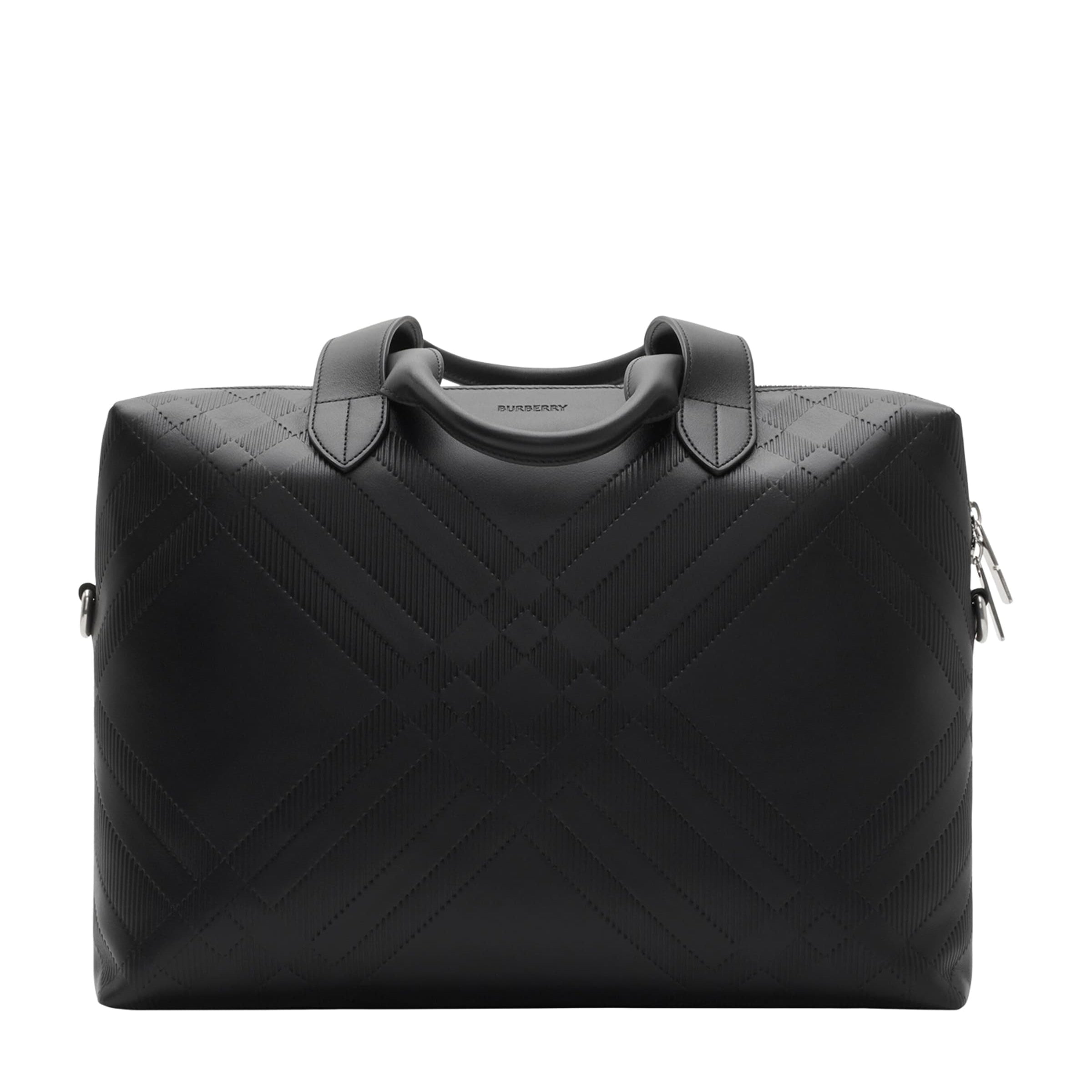 Burberry Leather Check-Embossed Briefcase